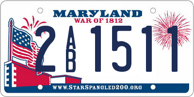 MD license plate 2AB1511
