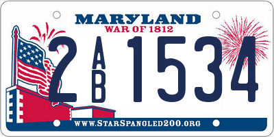 MD license plate 2AB1534