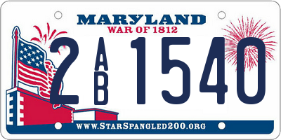 MD license plate 2AB1540
