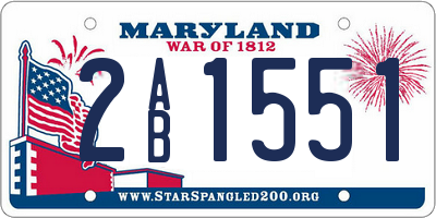 MD license plate 2AB1551