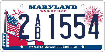 MD license plate 2AB1554