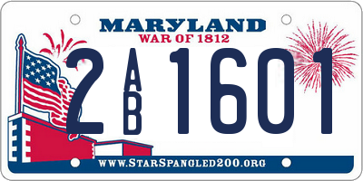 MD license plate 2AB1601