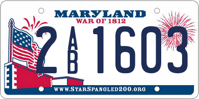 MD license plate 2AB1603