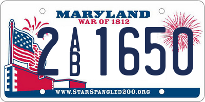MD license plate 2AB1650