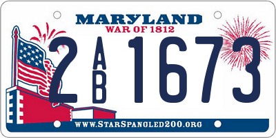 MD license plate 2AB1673
