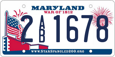 MD license plate 2AB1678