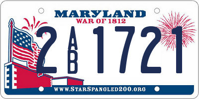 MD license plate 2AB1721