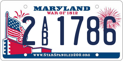 MD license plate 2AB1786