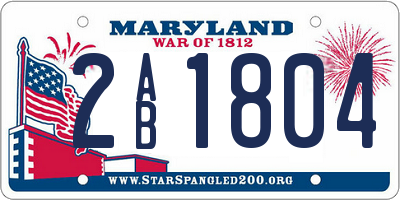 MD license plate 2AB1804