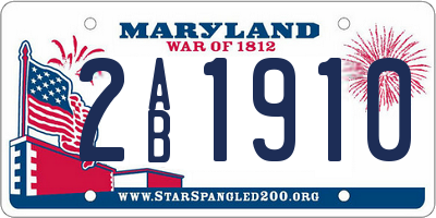 MD license plate 2AB1910