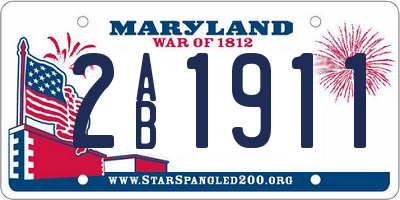 MD license plate 2AB1911