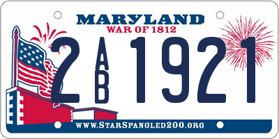 MD license plate 2AB1921