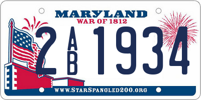 MD license plate 2AB1934