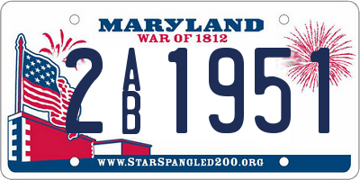 MD license plate 2AB1951