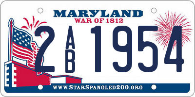 MD license plate 2AB1954
