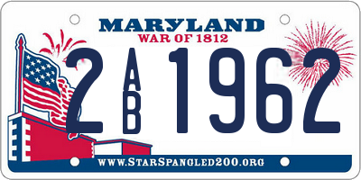 MD license plate 2AB1962