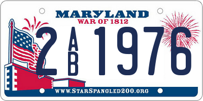 MD license plate 2AB1976