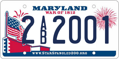 MD license plate 2AB2001