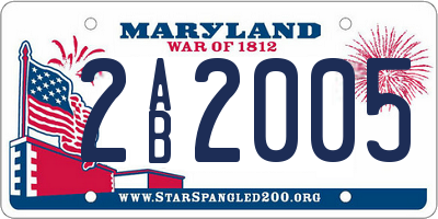 MD license plate 2AB2005