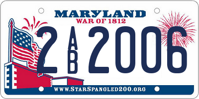 MD license plate 2AB2006