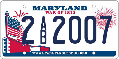 MD license plate 2AB2007