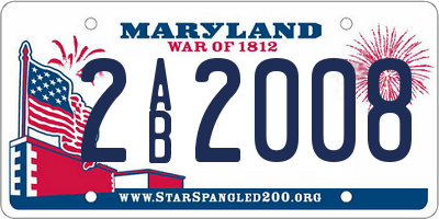MD license plate 2AB2008