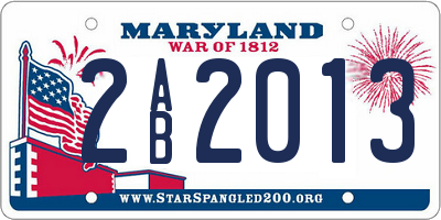 MD license plate 2AB2013