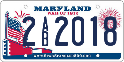 MD license plate 2AB2018