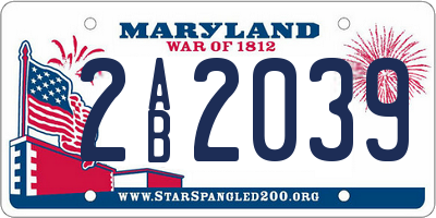 MD license plate 2AB2039