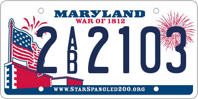 MD license plate 2AB2103