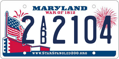 MD license plate 2AB2104