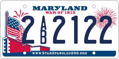 MD license plate 2AB2122