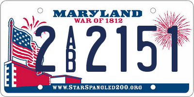 MD license plate 2AB2151