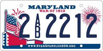 MD license plate 2AB2212