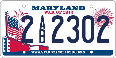 MD license plate 2AB2302
