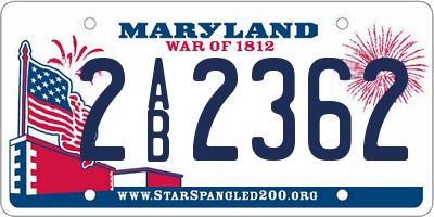 MD license plate 2AB2362