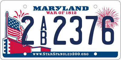 MD license plate 2AB2376