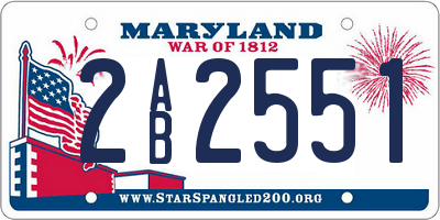 MD license plate 2AB2551