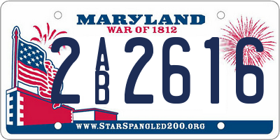 MD license plate 2AB2616