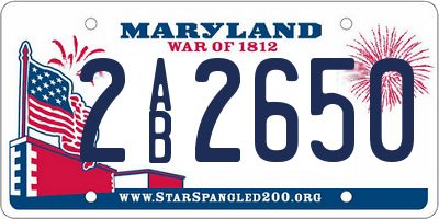 MD license plate 2AB2650