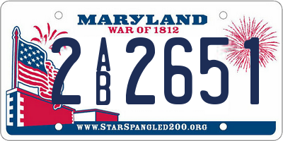 MD license plate 2AB2651