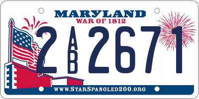 MD license plate 2AB2671