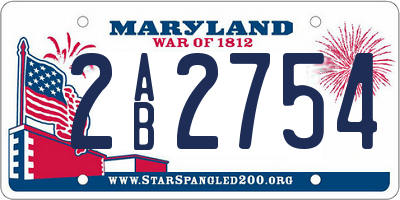 MD license plate 2AB2754