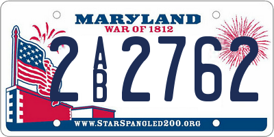 MD license plate 2AB2762