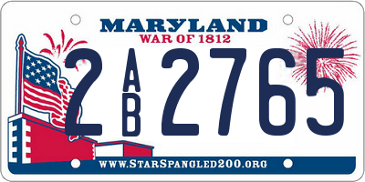 MD license plate 2AB2765