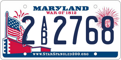 MD license plate 2AB2768