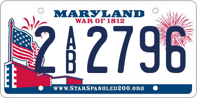 MD license plate 2AB2796