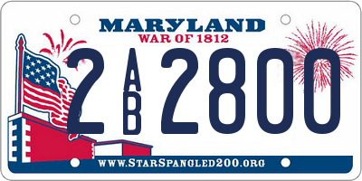 MD license plate 2AB2800
