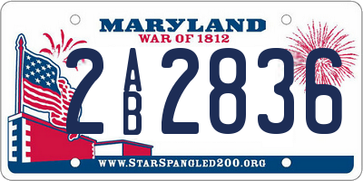 MD license plate 2AB2836