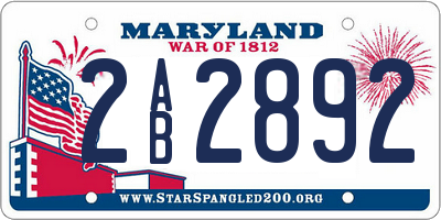 MD license plate 2AB2892